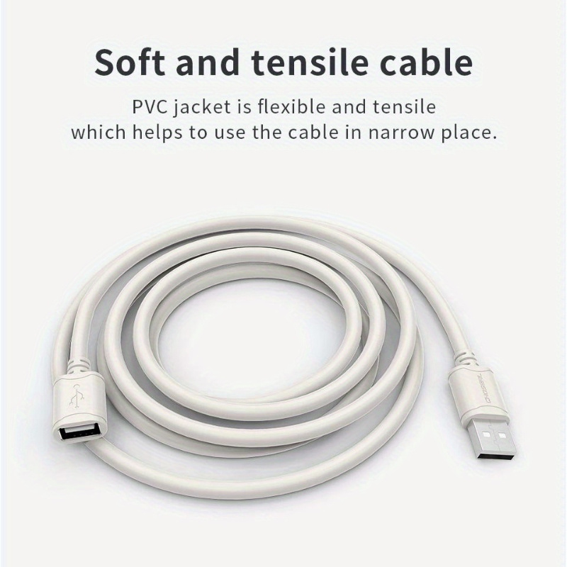 Visscho High-Speed USB 2.0 Extension Cable - AM/AF Male to Female, 10-20W Power, Durable PVC, Compatible with Laptops, Desktops, Car Recorders, U Disks, Mice, Keyboards, Game Controllers, Printers - USB Data Cable, USB Cable, Versatile Connectivity, Sleek Design, Sturdy Construction, Usb Extension Cable, Extension Wire, Pc Accessories, Keyboard Cable, Laptop Accessories, Charger Fast Charging 11 Visscho High-Speed USB 2.0 Extension Cable - AM/AF Male to Female, 10-20W Power, Durable PVC, Compatible with Laptops, Desktops, Car Recorders, U Disks, Mice, Keyboards, Game Controllers, Printers - USB Data Cable, USB Cable, Versatile Connectivity, Sleek Design, Sturdy Construction, Usb Extension Cable, Extension Wire, Pc Accessories, Keyboard Cable, Laptop Accessories, Charger Fast Charging - Image 11