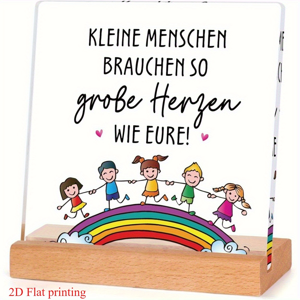 2d Flat, 2d Printed Acrylic Desktop Decoration With Wooden Base - Teacher And Midwife Appreciation Gift For Elementary Graduation Keepsake, 2d Flat