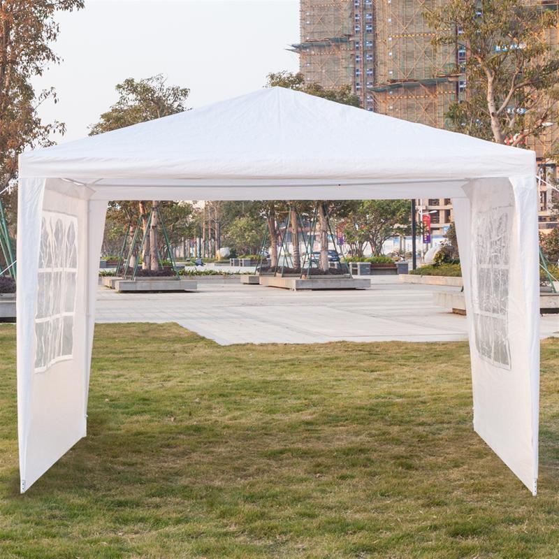 118.11*118.11inch 3-sided outdoor party tent, pergola, convenient awning, beach awning, PE cloth, plastic-sprayed iron pipe, spiral pipe, UV protection, easy to install, suitable for beach, backyard, camping picnic, barbecue, RV lawn, pool rest