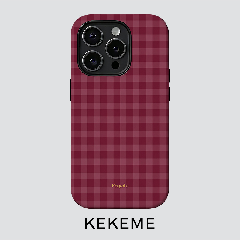 TEMU Phone Case: 2d Printed, 1 - Wine Red Plaid Film 2-in-1 Case For 17/16/15/14/13/12/11 Pro Max, 16/15/14 Plus, 17 Air, Full-coverage Drop-proof,
