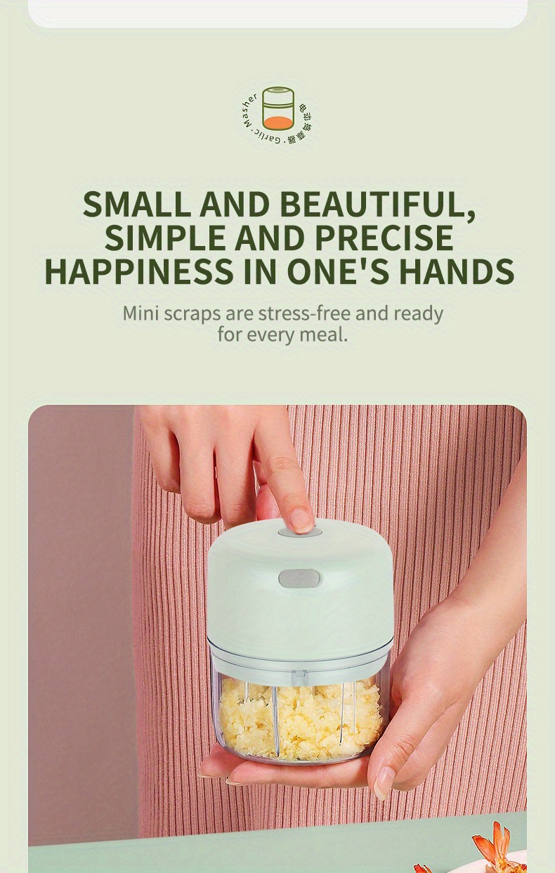 250ml mini rechargeable garlic chopper meat grinder usb wireless charging 100 250ml capacity 30w safe and durable suitable for kitchen picnic kitchen gadget for chopping onions   celeriacs ginger gift   Product details 0