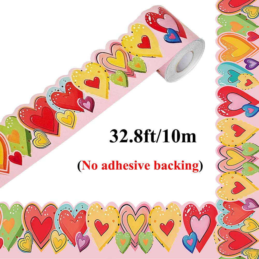 TEMU Valentine's Day Heart-shaped Bulletin Board Borders - Colorful Suitable For Classroom Decor, Party Backdrop & Bulletin Board Decoration With