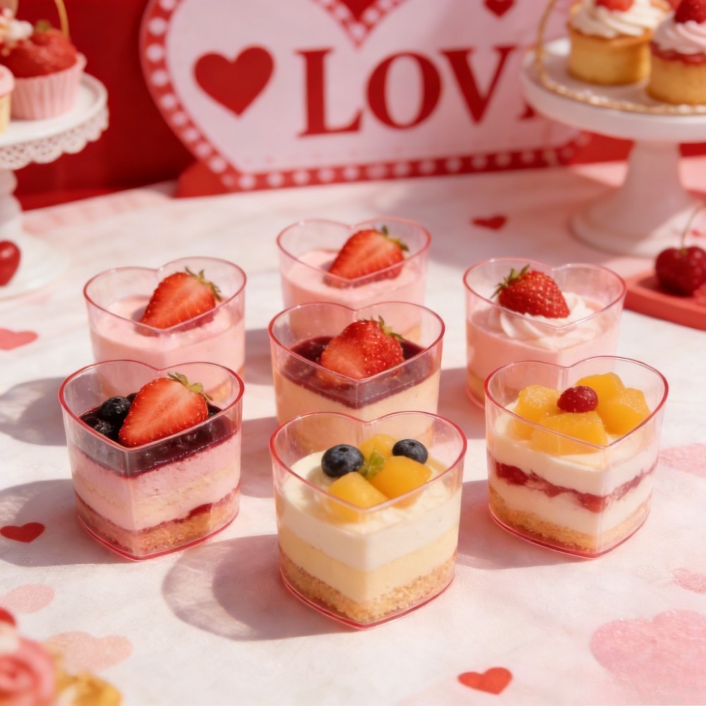 16 Reusable Heart-shaped Mini Ice Cream Cups, Baking Dessert Cups, Cake Cups, Suitable For Weddings, Parties, Festivals, Christmas, Halloween, Birthday Parties, Family Gatherings, And Outdoor Events