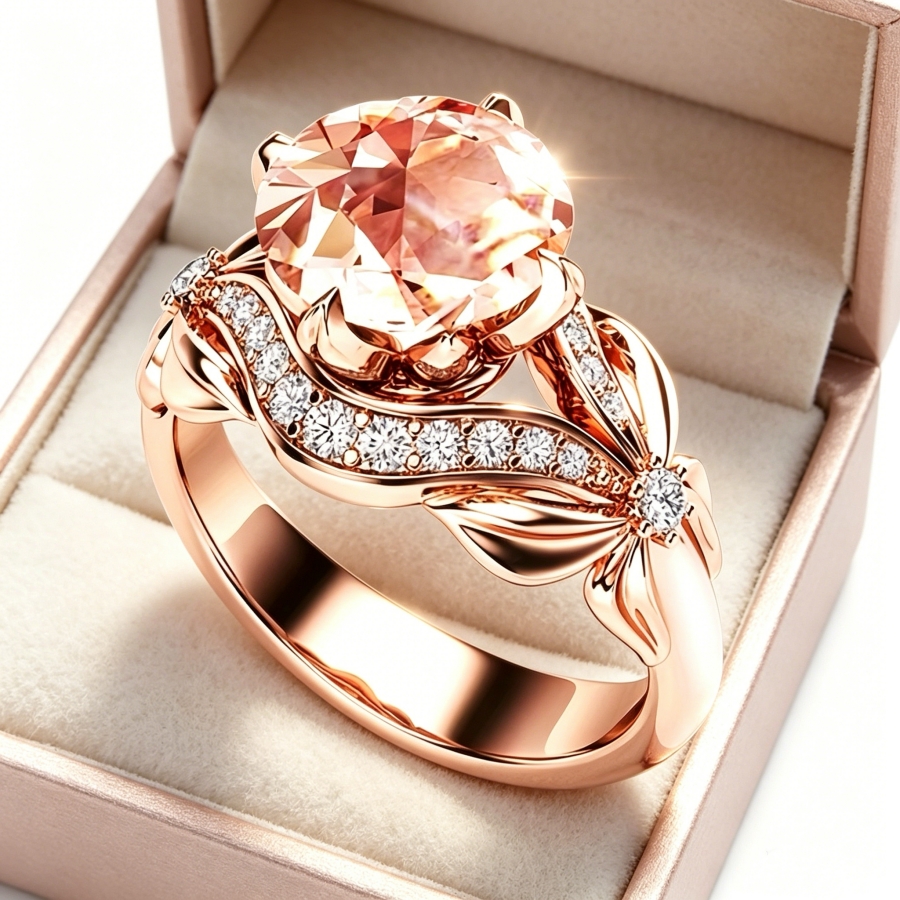 TEMU -dimensional Bow-shaped Wave-set Round Synthetic Synthetic Zirconia Engagement Ring For Women, High-end , A Perfect Valentine's Day Or Christmas