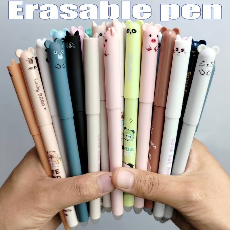 25 styles of animal shaped erasable gel pens random   0 5mm tip with blue ink built in eraser smooth writing and easy modification suitable for study note taking and office writing ideal gift for christmas new year