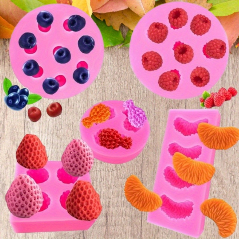 

Shaped Silicone Mold Set, 3d , Strawberry, Orange, Blueberry, Design, For Cupcake Decorating, Chocolate Making And Diy Crafts, Reusable, Food Grade, Easy To Clean