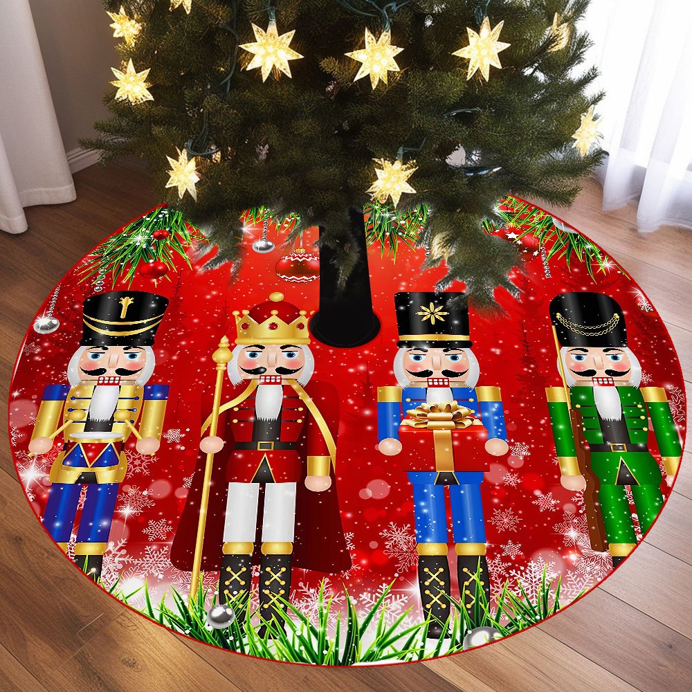 

Versatile Nutcracker Polyester Christmas Tree Skirt - Indoor/outdoor Holiday Decor, Ideal For Christmas, Halloween, Easter, Thanksgiving - Festive Room Accent