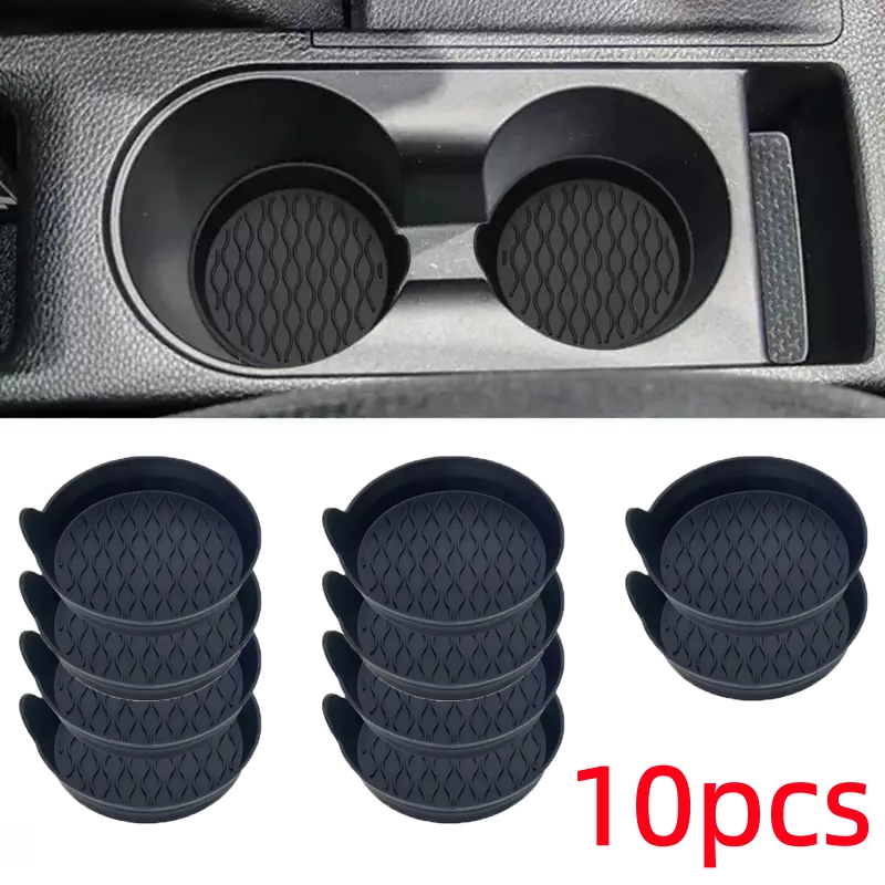 TEMU Set Of 10 Car Cup Holder Mats, Made Of Non-slip Silicone To Prevent , Stylish Design For Vehicle Interiors, A Must-have For Driving