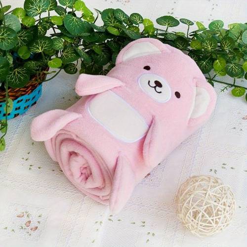 pink embroidered applique coral fleece baby throw blanket 42 5 by 59 1 inches