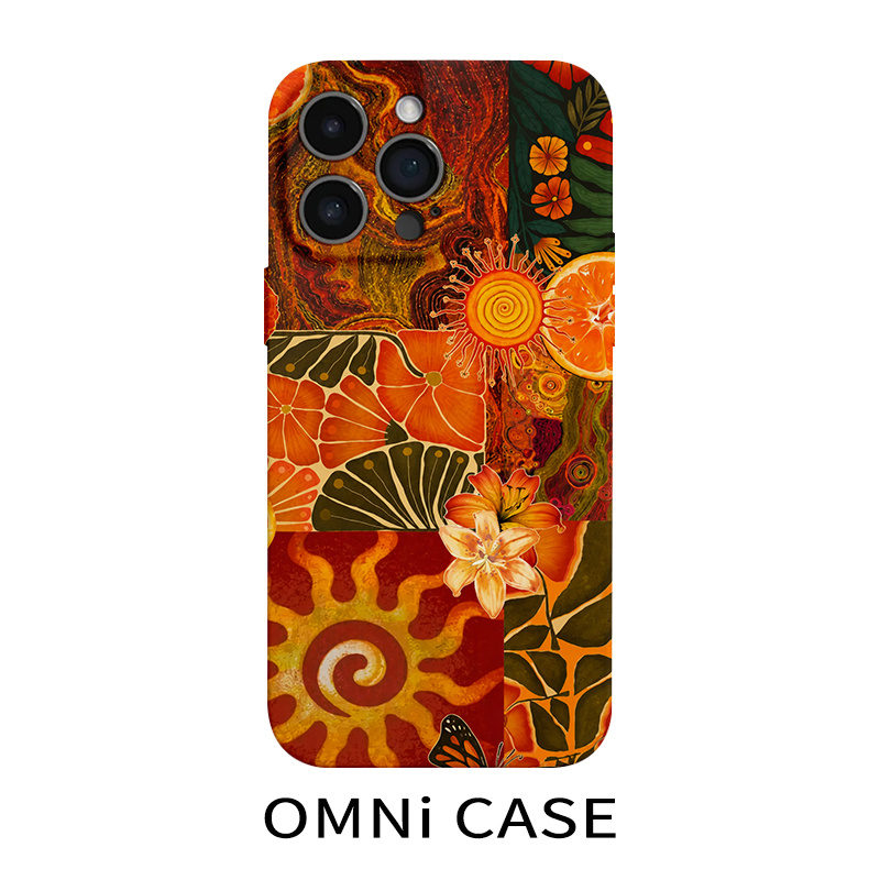TEMU Phone Case - Warm Orange Illusion Film Hard Case Suitable For Iphone 17 16 15 14 13 12 11 Pro 15 14 Plus 17 Coverage Anti-drop Fashion Easy