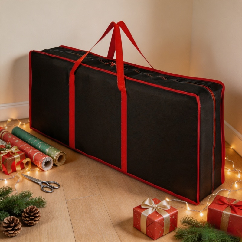 TEMU Organisateur d'emballage cadeaux de Noël avec rangement, sac de rangement pour en tissu Oxford avec cloisons flexibles pour compartiments à pour
