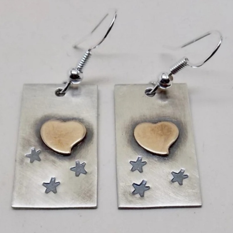 Women's Retro Rectangular Pendant Earrings with Charms
