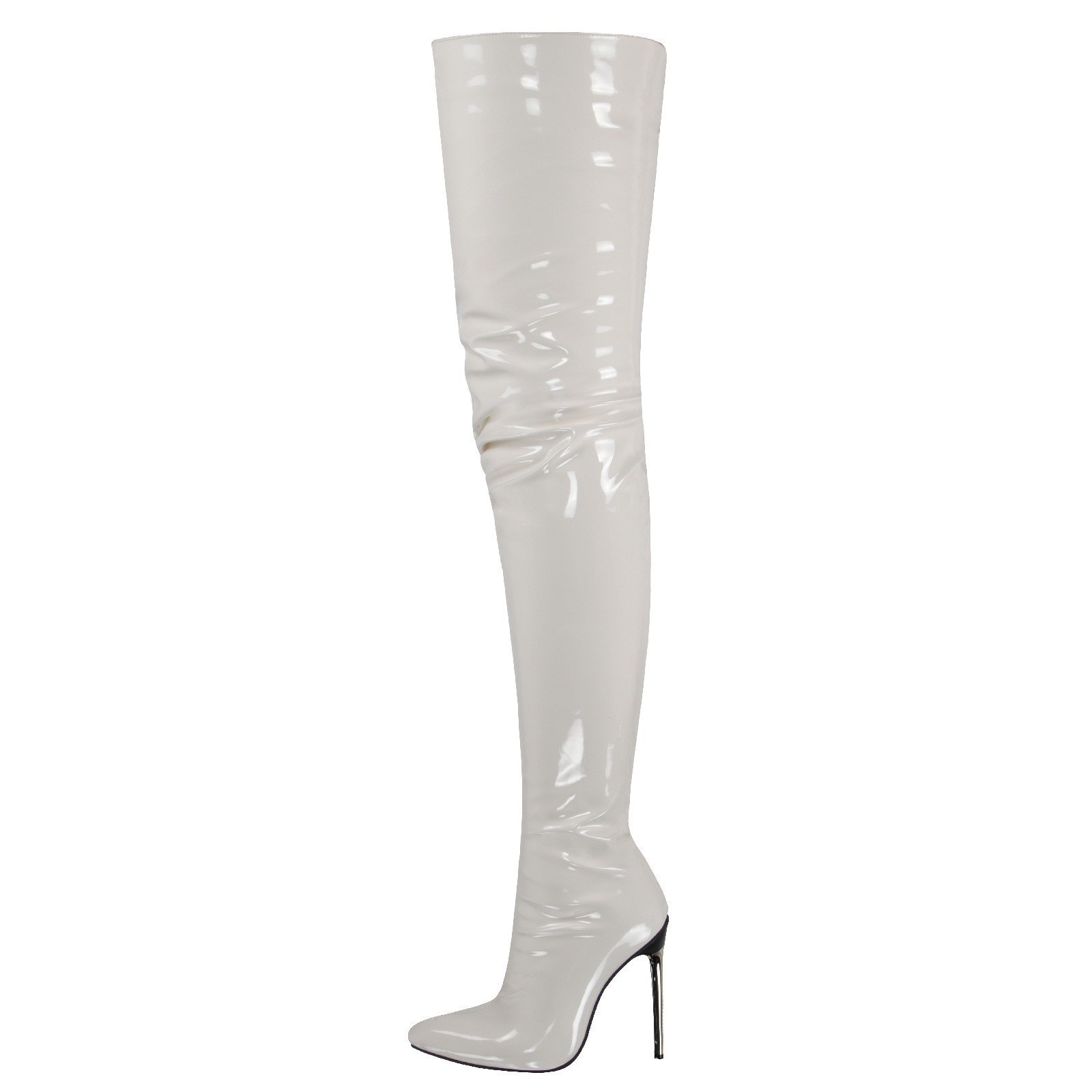 Metallic Block Heel Thigh-high Boots With 11cm Ultra-high Stiletto - Leg-lengthening Zipper Closure Boots Suitable For Fashion Shows, Evening Receptions & Urban Outfits, Sole & Heel, Women Shoes