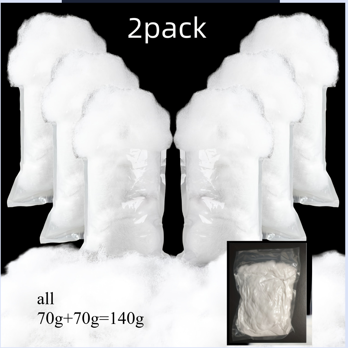 TEMU 2-pack Christmas Fake Snow Decorations, 140g Artificial Fluffy Snow, Soft Fake Fluffy Scene Decor, Indoor Fake Winter Snow Filling Snow Cover