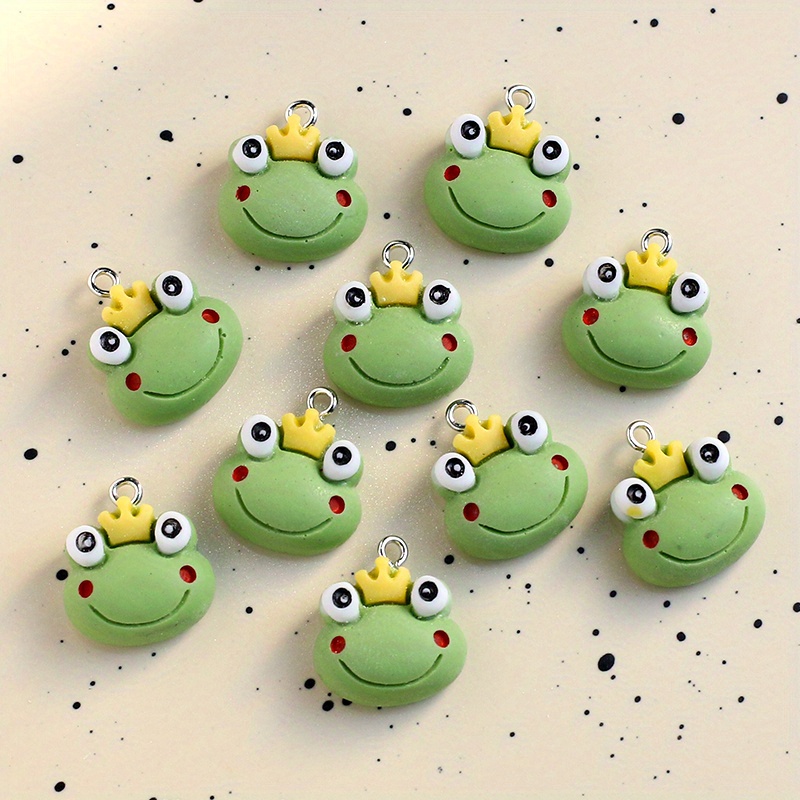 Set Of 10 Resin Frog Bucket Charms, Perfect For Jewelry Projects Like Bracelets, Necklaces, And Earrings. Colorful Pendants Feature Intricate Designs, Ideal For Creative Jewelry Crafting