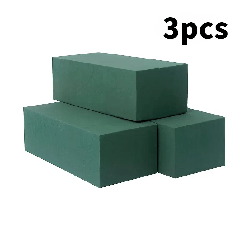 E-shop 3 Stück Blumensteine aus Schaumstoff - Grüne Bouquet-Blöcke, geeignet für Floristen, Bastelarbeiten & Wohnaccessoires, robustes Papiermaterial,