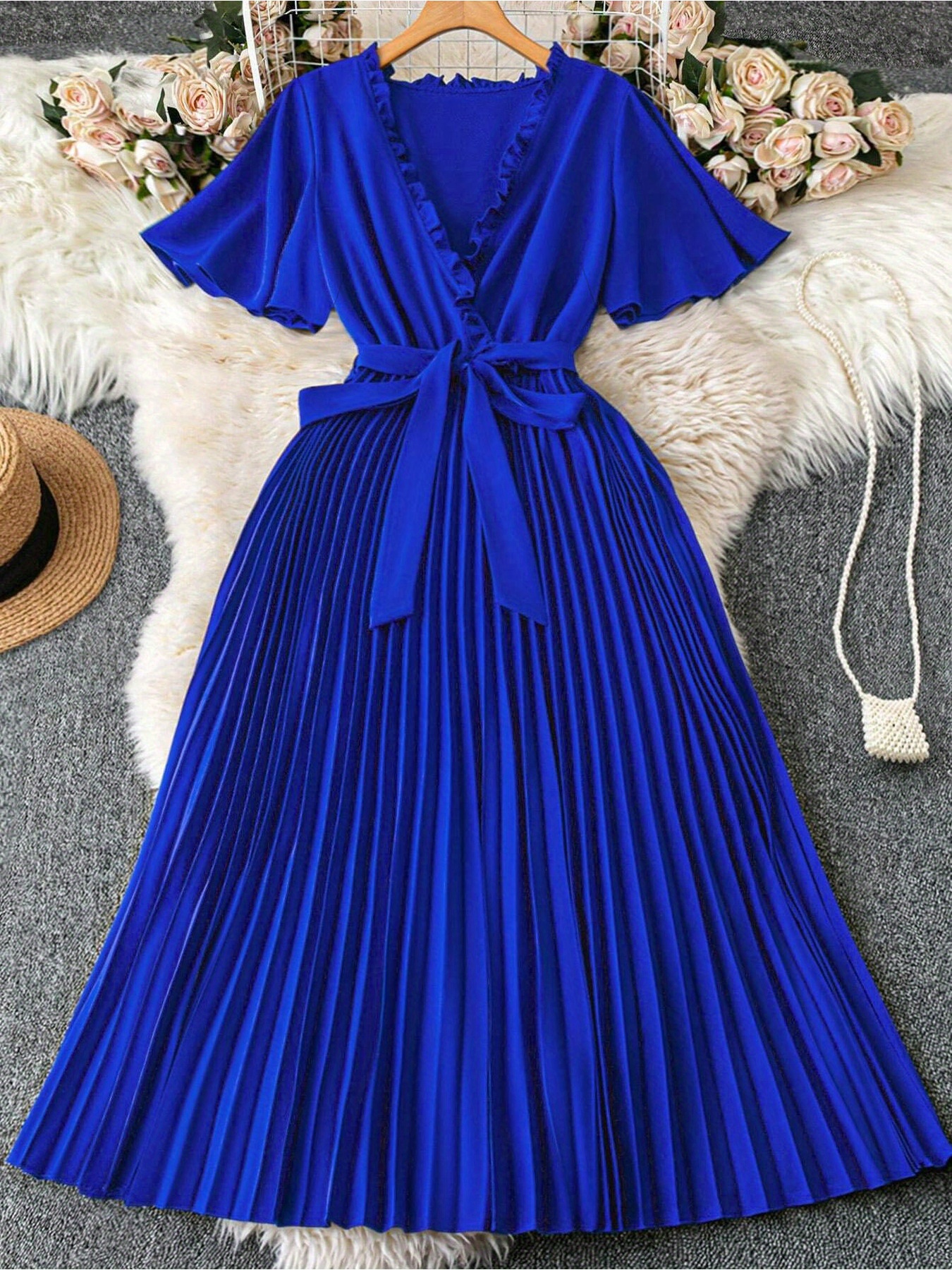 casual long sleeve maxi dress ROYAL BLUE MAXI main image 1