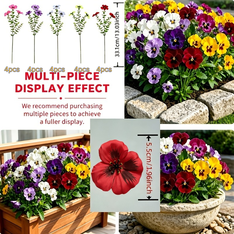TEMU 20 pezzi Fiori Artificiali da Esterno con Colori Naturali e Realistici, del Multicolore in un Bouquet. Resistenti, i Petali non Cadono o si