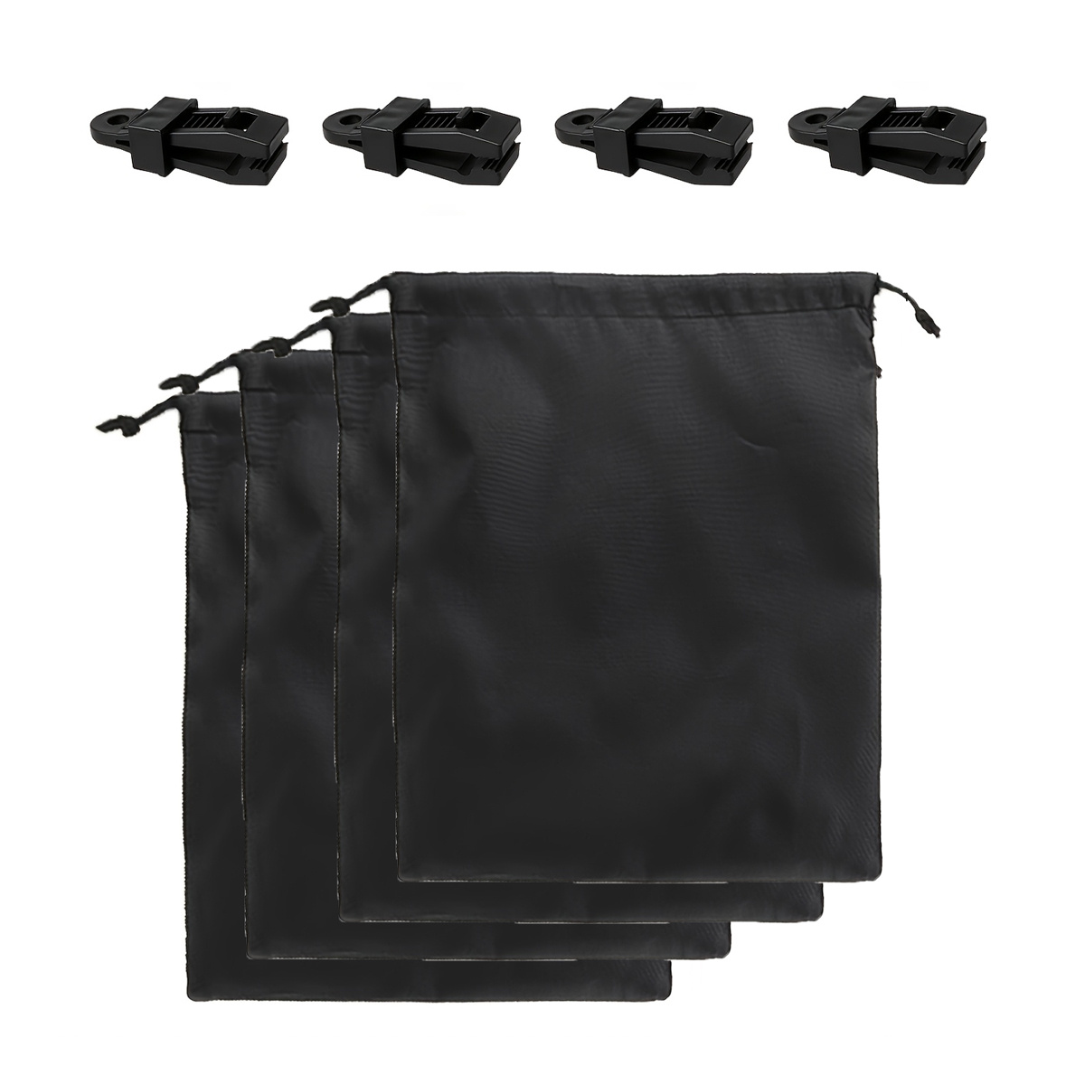 TEMU 8pcs(4 Weight Bags +4 Clips) Heavy-duty Windproof Outdoor Curtain Additions, Outdoor Curtain Weights, Windproof Curtain Weights, Weight Bags +