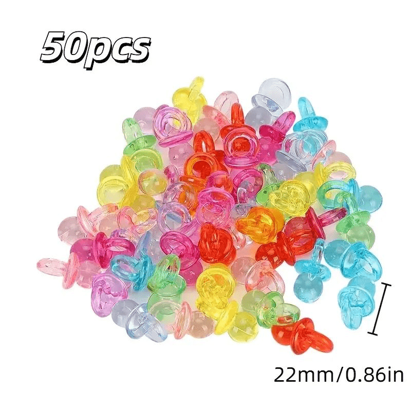 50pcs, Creative Multicolor Mini Acrylic Pacifier-shaped Pendant Loops, Suitable For Diy Keychain Pendants, Jewelry, And Decorations