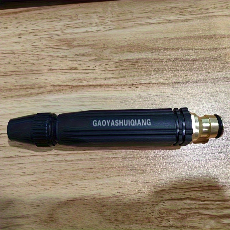 Image of High-pressure Car Washing Nozzle - Durable Plastic, Black. This Household Water Hose With Powerful Pressurization Nozzle Is Designed For Watering Flowers And Vegetables. Efficient For Cleaning