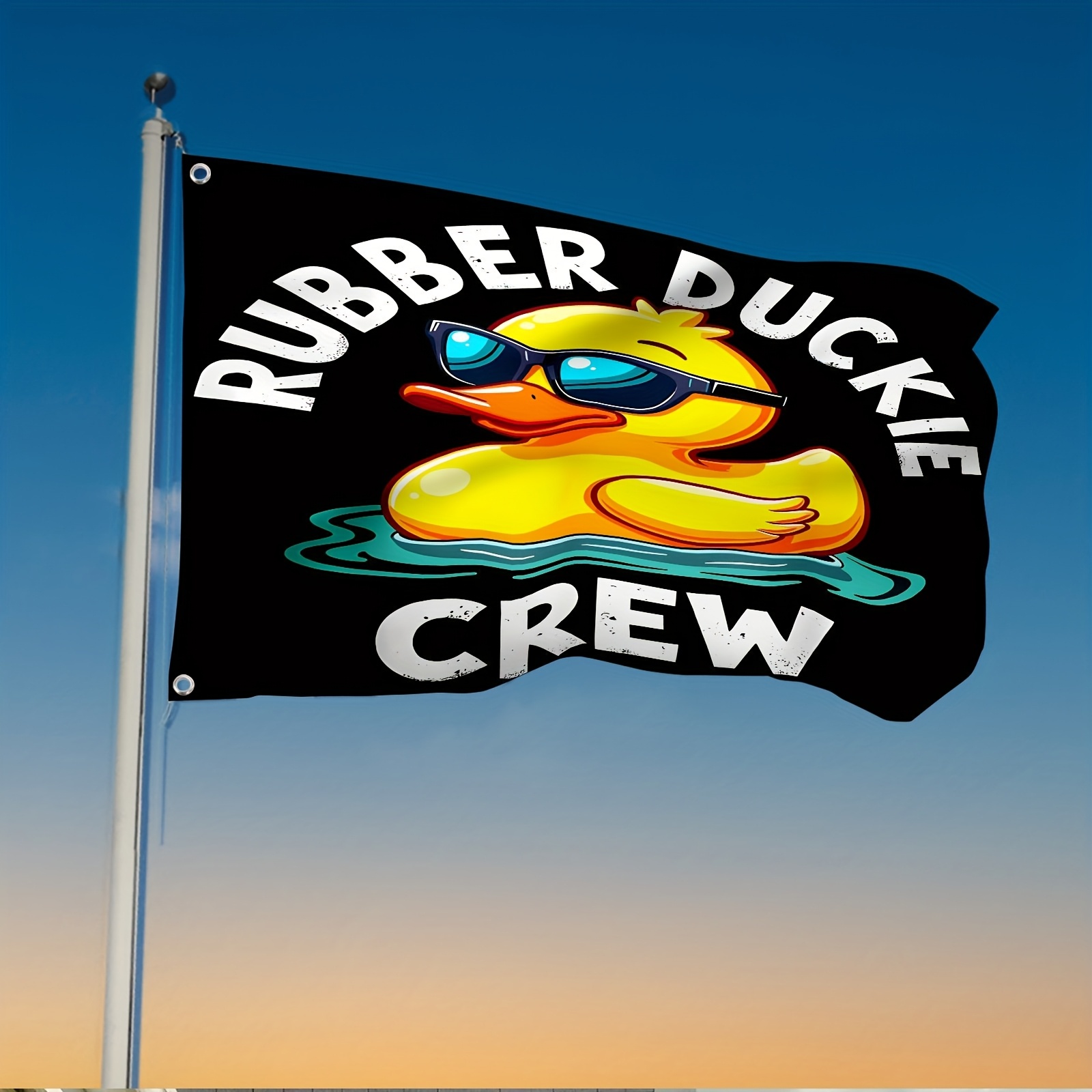 TEMU 1 stuks Leuke Vlag, Enkelzijdige Bedrukking, Squad Leader Rubberen Eend Vlag, met 2 Metalen Oogjes, Stevig Polyester, Indoor en Outdoor Festival