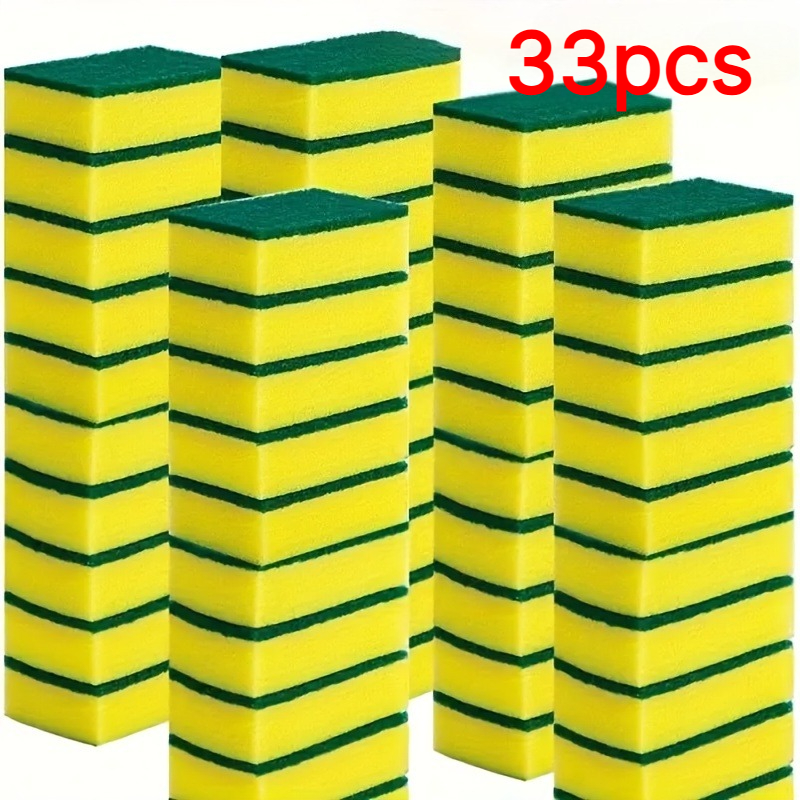 TEMU Juego de 33 esponjas de cocina superabsorbentes para lavar platos, resistentes a los arañazos, no rayan, estropajos de fregado duraderos, paños