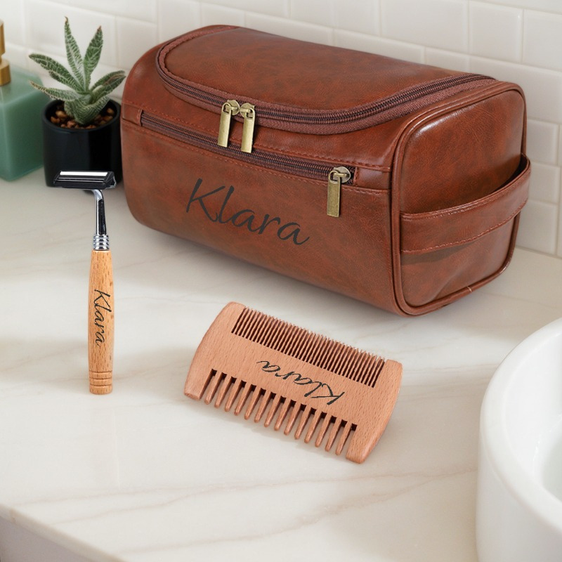 

Engraved Set - Personalized Toiletry Bag, Comb & Kit - For Christmas, 's, Birthdays & - For Dad, Husband, , Boyfriend