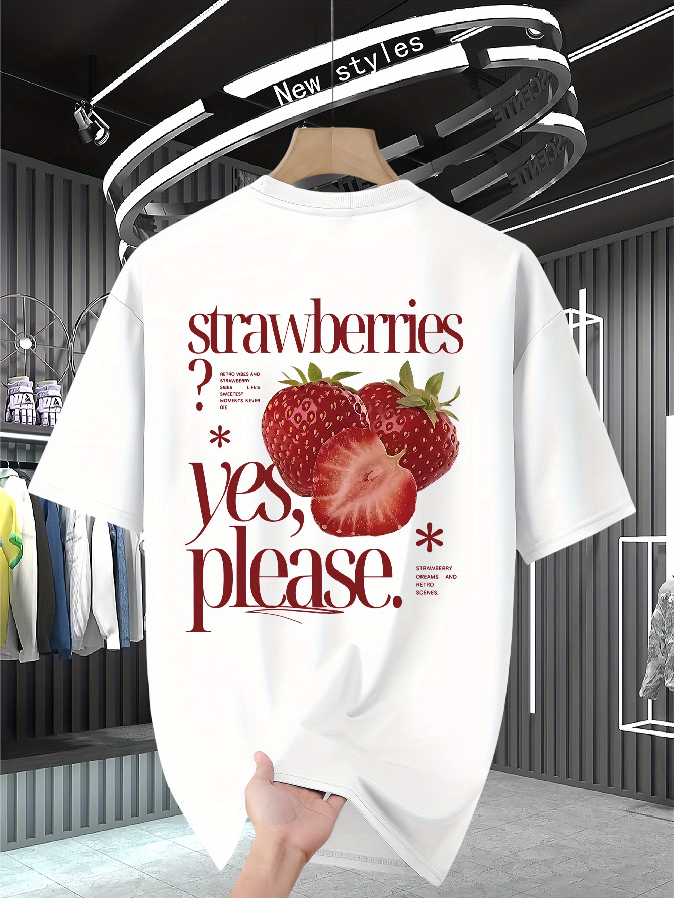 mens strawberry shirt sold on Temu Australia