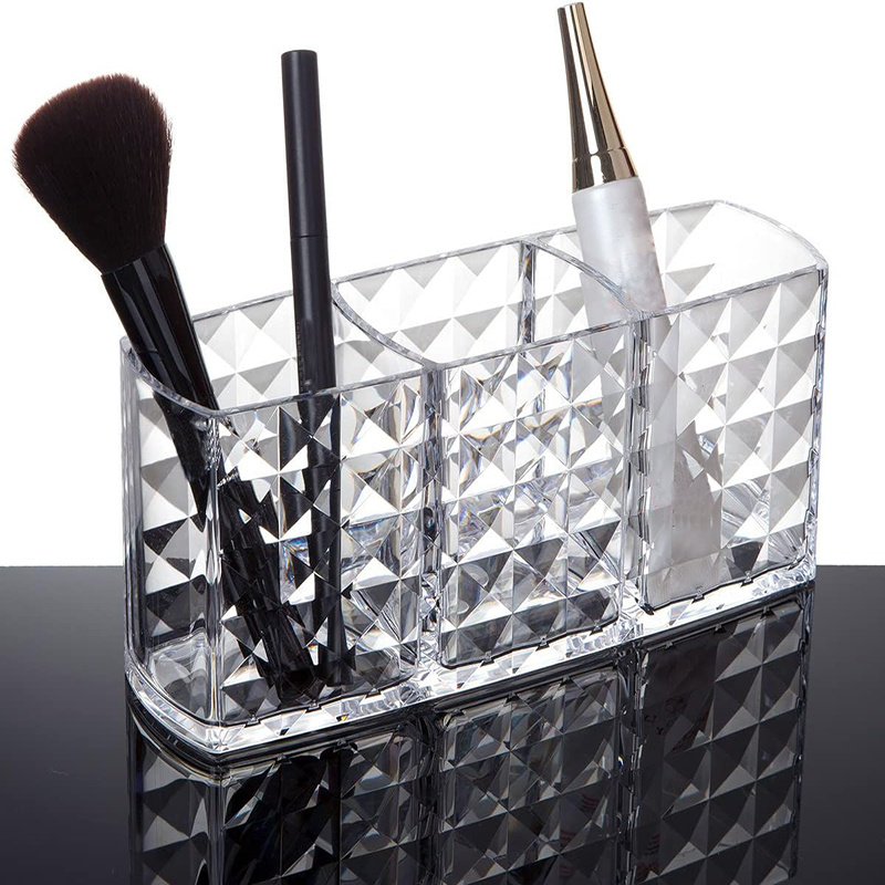 

Makeup Organizer 3 Compartments - Clear Cosmetic For & Bathroom