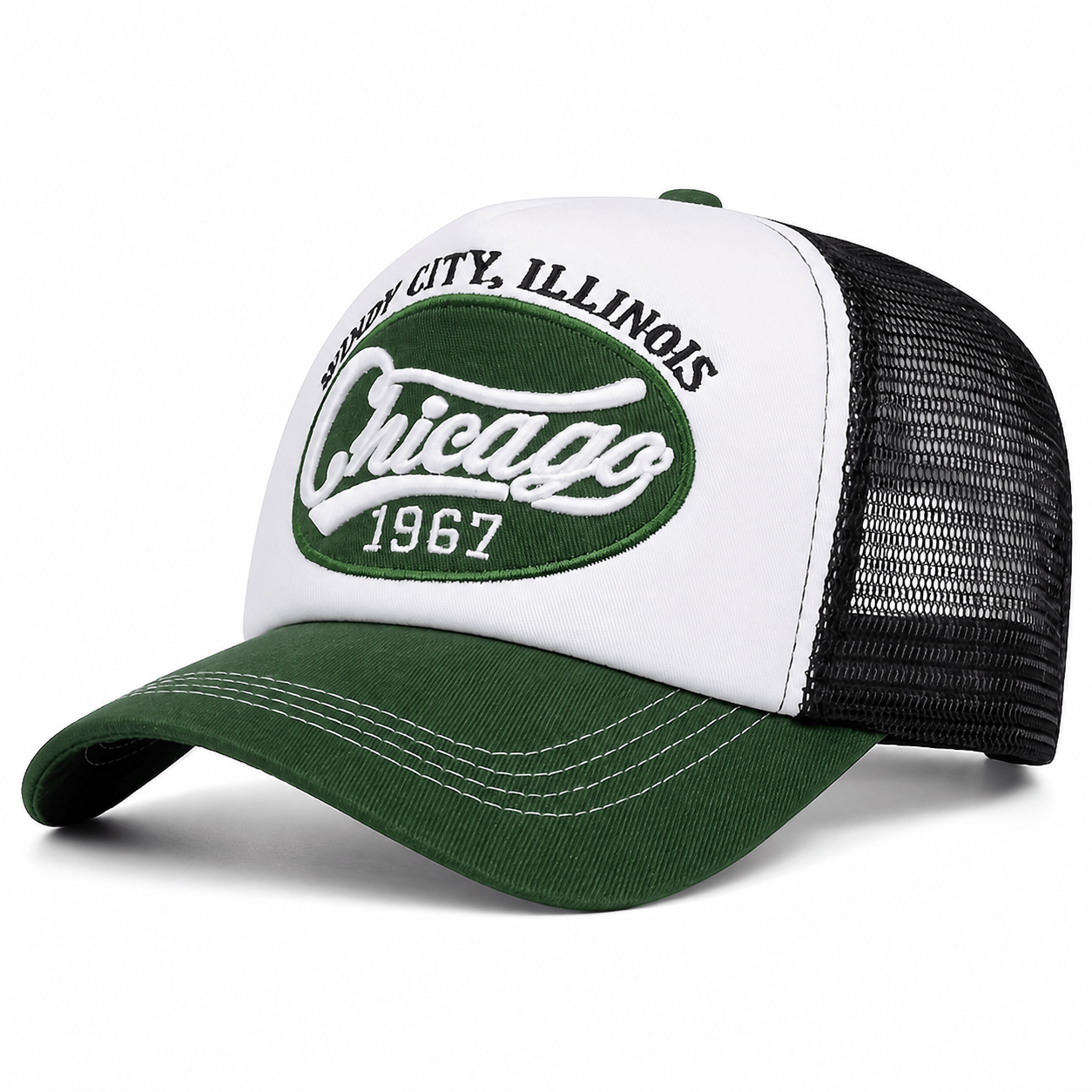 TEMU Gorra de béisbol de 1 pieza con bordadas Chicago 19"67" - Gorra de trasera de malla transpirable para deportes al y uso casual, /, poliéster,