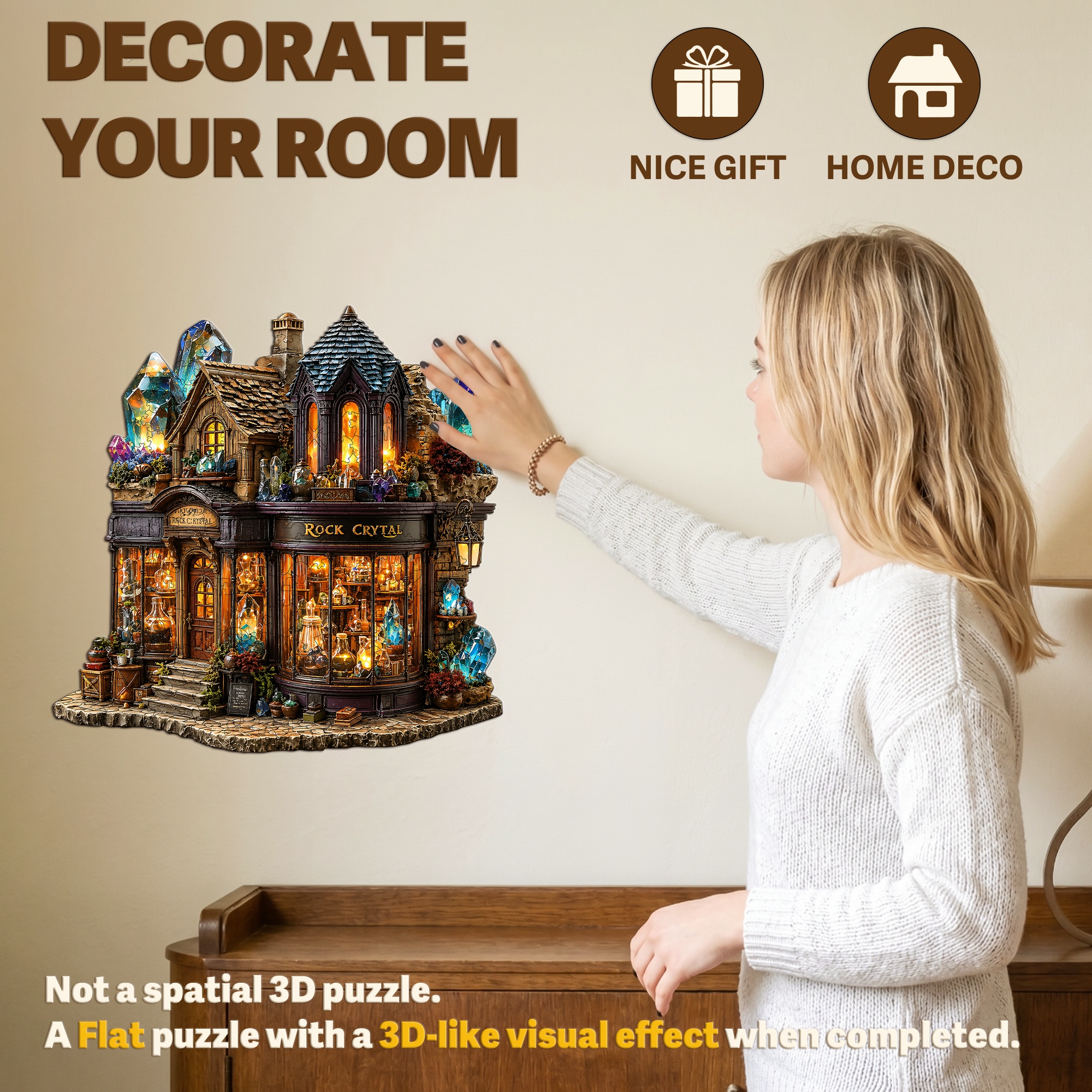 Rustic Crystal Shop Wooden Jigsaw Puzzle, Gift for Kids