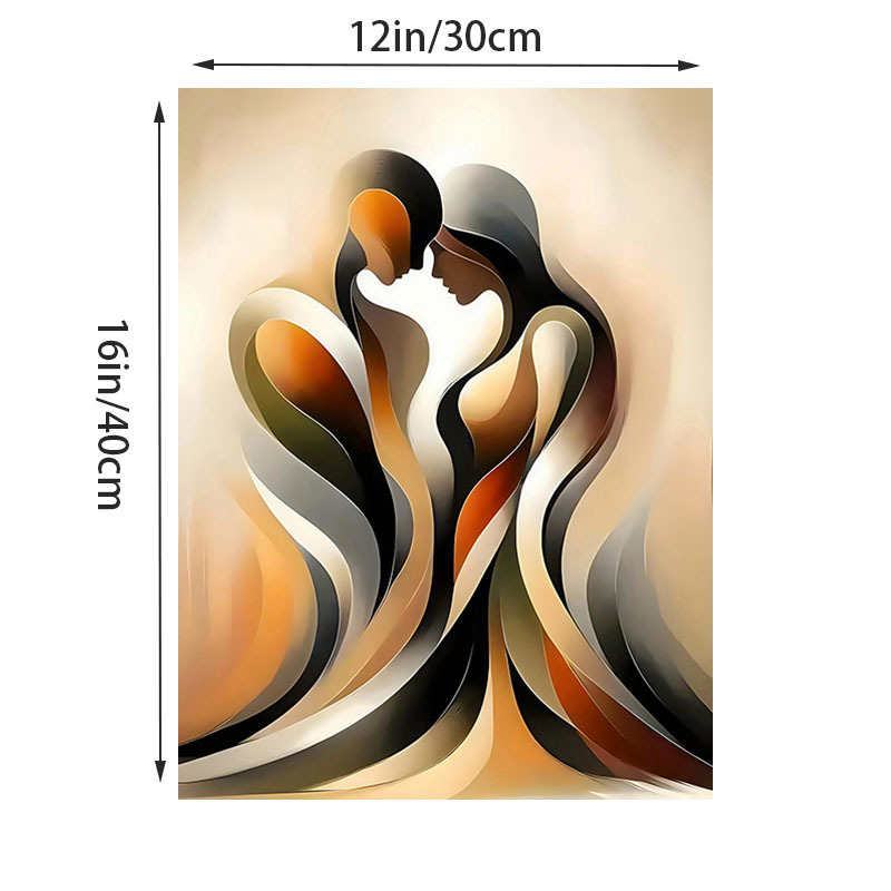 TEMU 1pc Modern Abstract Couple Love Canvas Art Print Poster, Unique Art Decor, Waterproof, 12x16 Inches, Frameless, Art Deco , Portrait Orientation,