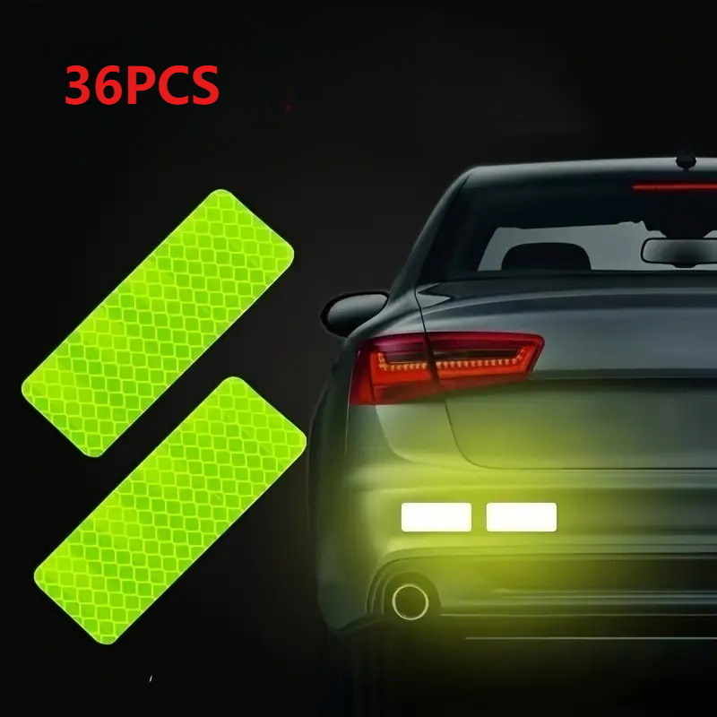 TEMU 36 Autocollants de Sécurité Réfléchissants Haute Visibilité, Imperméables, Jaune-Vert Fluorescent. Convient pour Voitures, Camions, Vélos et