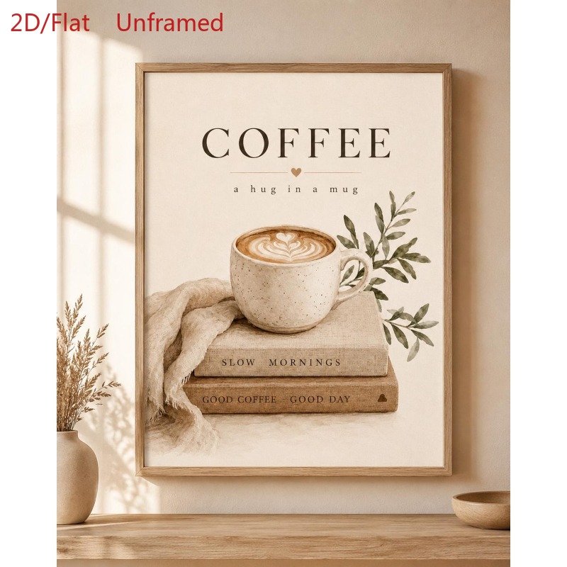 TEMU Affiche de café 2D à plat, 1 pièce, aquarelle de style ferme moderne - Convient pour café, impression d'art mural Cottagecore | Décoration sur