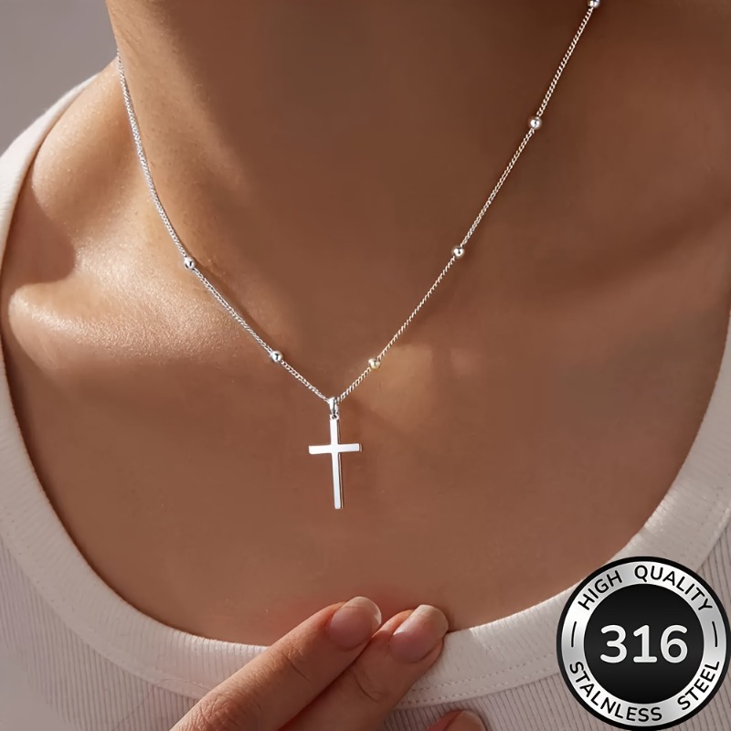 Image of High-quality Steel Women's Cross Necklace, Fade-resistant, Fashionable Women's Necklace, Simple And Elegant, Suitable For Daily Wear Or Party Jewelry Accessories, A Delicate Gift For Women