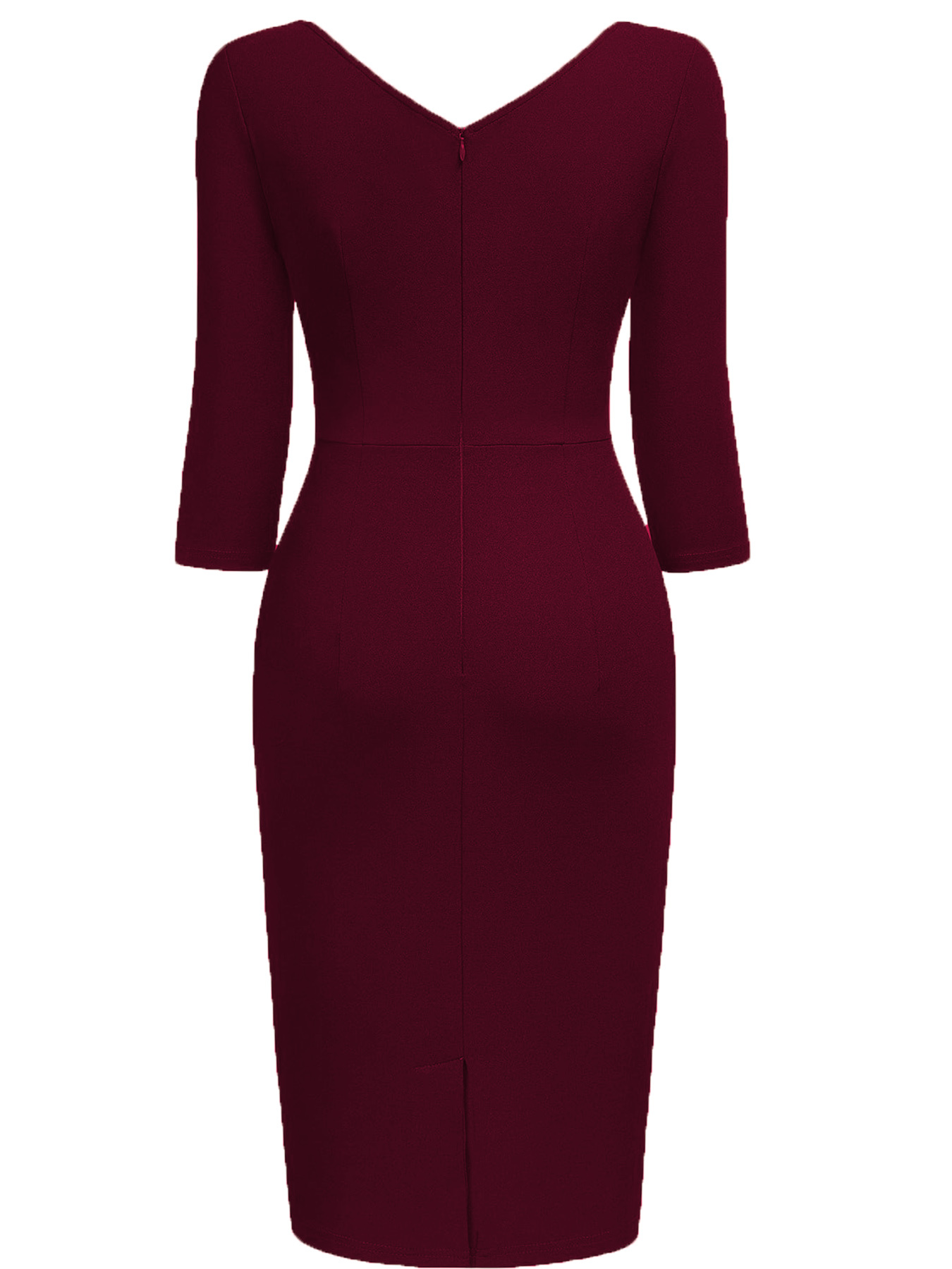 A Stylish And Elegant Summer Dress with a V-Neck, Three-Quarter Sleeves, And Side Pleats, Designed to Fit Snugly And Accentuate The Figure, Perfect for Work Or Party Occasions