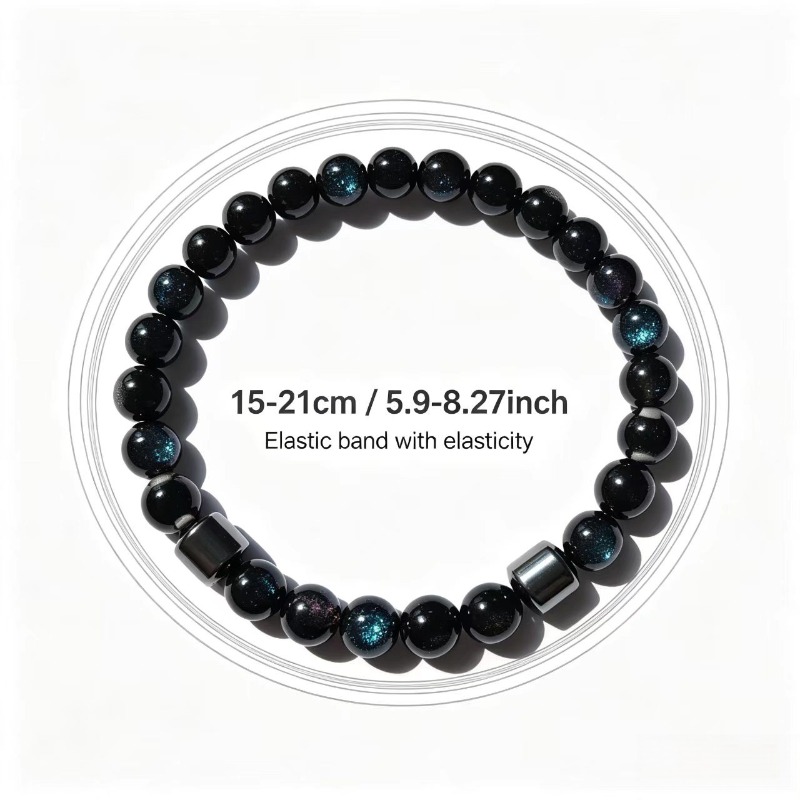 Ink-Black & Deep-Blue Shimmering Starburst Bracelet, Gift