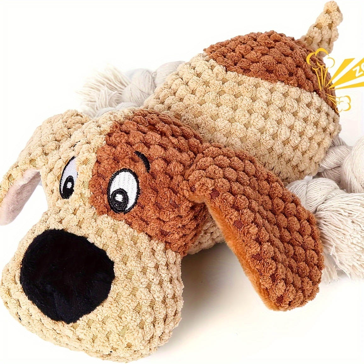 TEMU Jouet à mâcher en peluche teckel – Âme en corde, extérieur et , couinement intégré, lavable en machine, jeu interactif de tirage-ramassage,