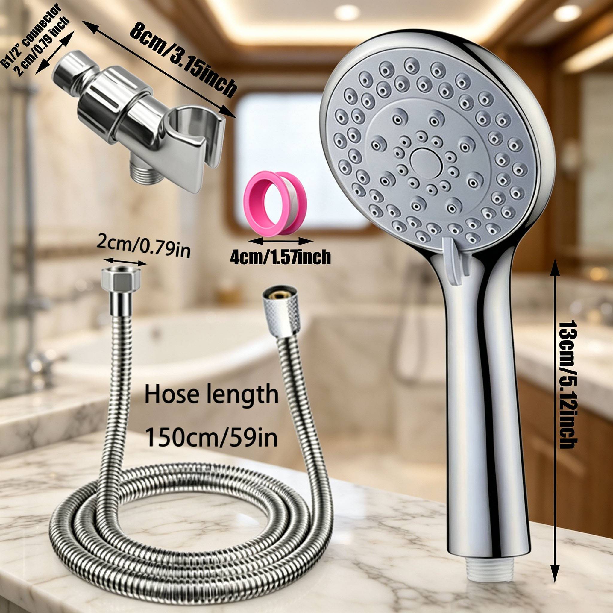 5pcs Five-Mode RV Shower Head Set with Premium Hose