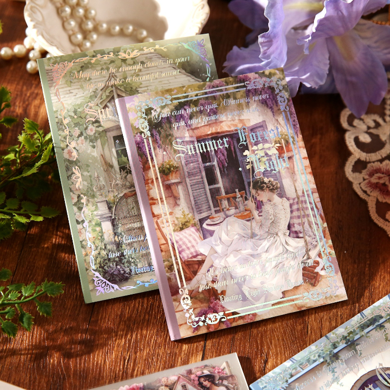 TEMU Lot de 2 livres d'autocollants de décoration florale , style européen, impression HD UV, arrondis, artisanat (bleu rose, violet vert). Ensemble