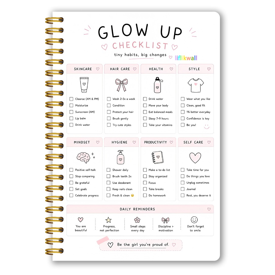 TEMU 1pc Beauty-building And Self-care: A Spiral Notebook For Skincare, Posture, And Mindset Planning | Lined Pages | Track Your Skincare Routine |