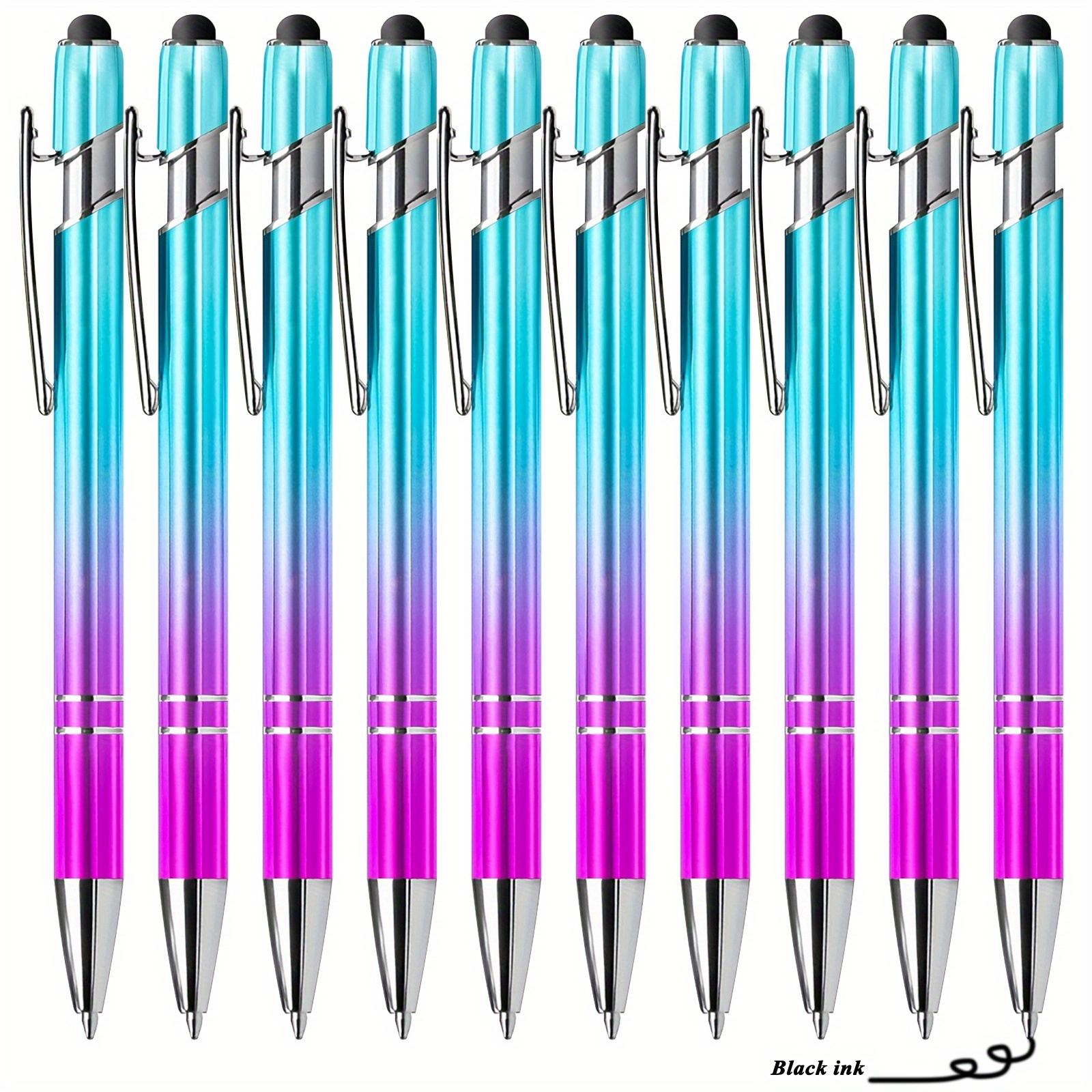 Image of Set Of -quality Ballpoint Pens For 2026 Featuring Touchscreen Stylus Tips - Smooth Writing, Accurate Control, And A , Perfect For Business, Educational Purposes, And Easter Presents (black Ink)