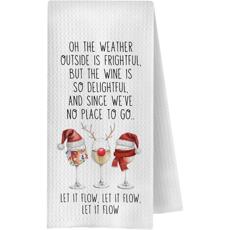 TEMU 1pc Of 18 By 26 Inch Humorous Christmas Wine Kitchen Towels, Perfect Gifts For Wine Enthusiasts, Dish And Tea Towels For The Kitchen, Festive Decorative Hand Towels For Cocktail Bars And