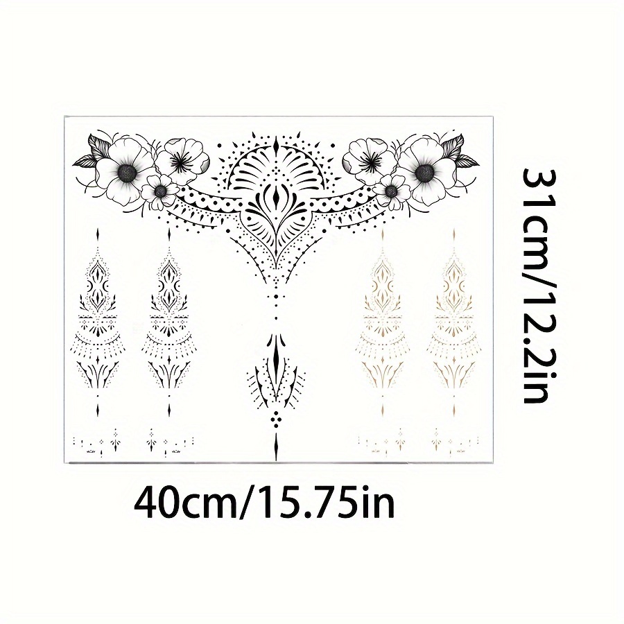 TEMU Adesivi per tatuaggi temporanei impermeabili romantici a tema boh矇mien per , grande design da viaggio per vacanze