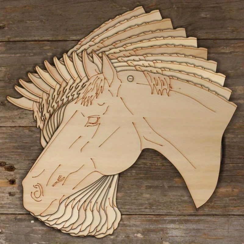 

10x Wooden Horse Head Craft Shapes 3mm Plywood Farm