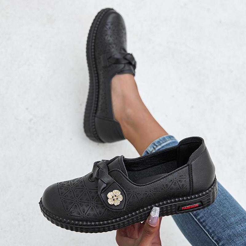 women's semi formal dress shoes mary jane round toe flat sole suitable short dress black