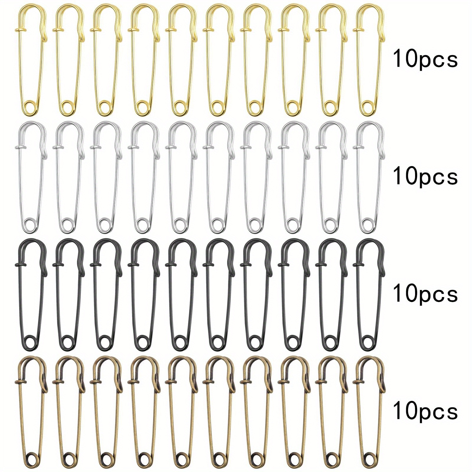 TEMU Lot de 40 épingles de sûreté métalliques larges de 5 cm / 2 pouces, épingles à couverture super durables, adaptées pour vêtements, jupes,