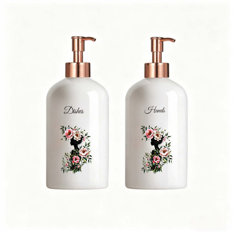 TEMU 2pcs Shampoo And Conditioner And Body Wash Dispenser Set , 500ml/ 16.9oz Plastic Rose Golden Pump White Empty Individual Packaging Bottles,