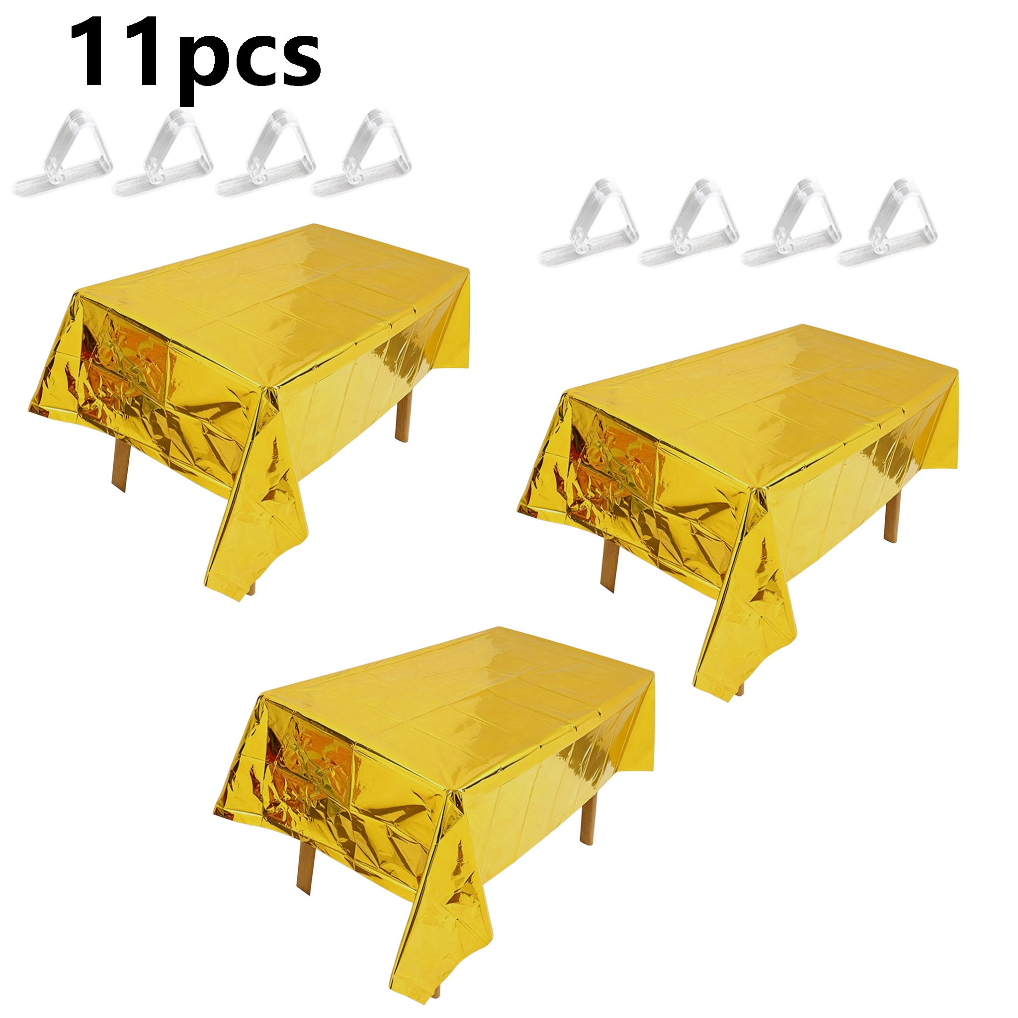 TEMU Nappe jetable en plastique avec - 3 pièces/3 pièces avec 8 pinces à table, pour nappe de fête - Décoration d'anniversaire, convient pour une